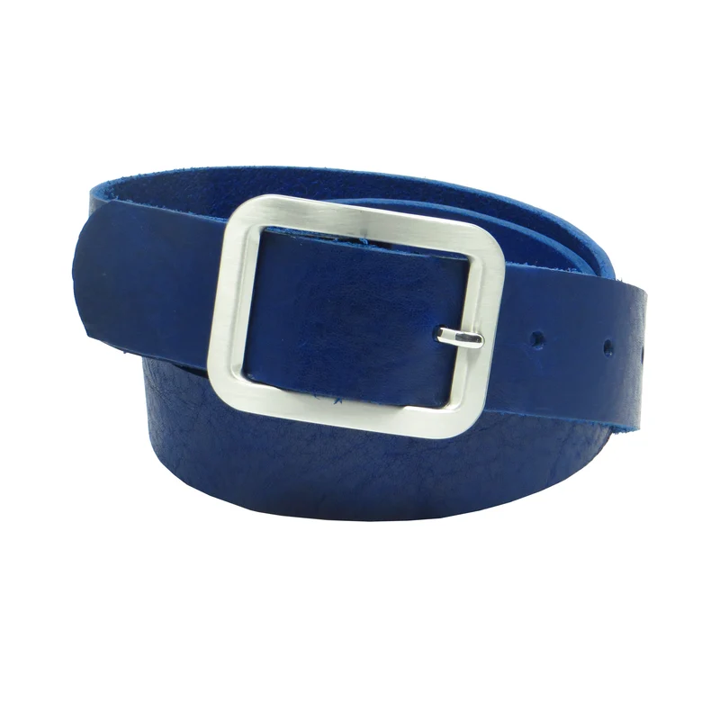 Ledergürtel 4 cm breit blau Rindsleder