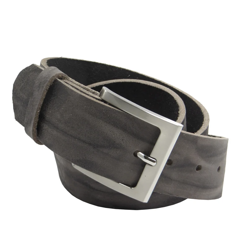 Ledergürtel 4 cm breit grau Büffelleder