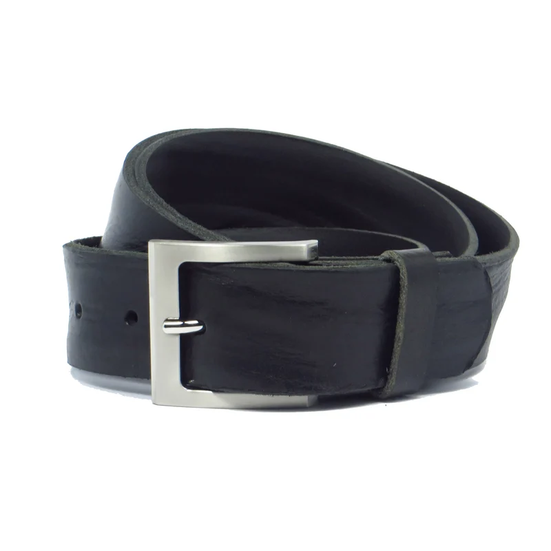 Ledergürtel 4 cm breit schwarz Rindsleder