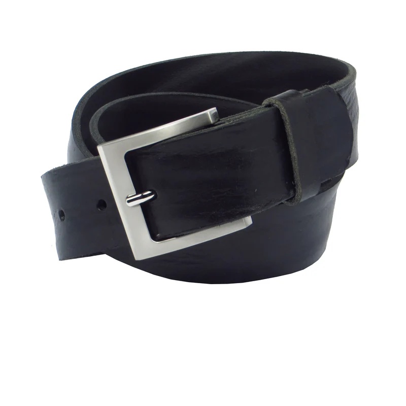 Ledergürtel 4 cm breit schwarz Rindsleder