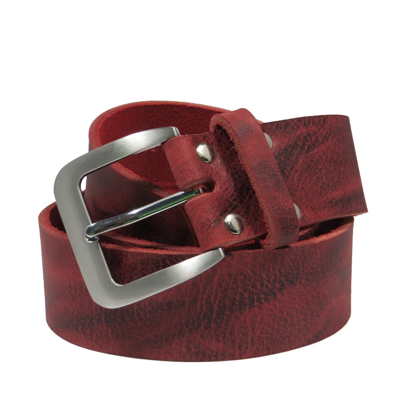 Ledergürtel 4 cm breit rot Büffelleder