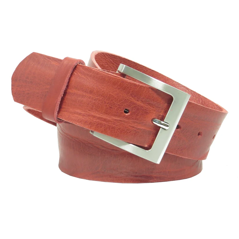 Ledergürtel 4 cm breit rot Rindsleder