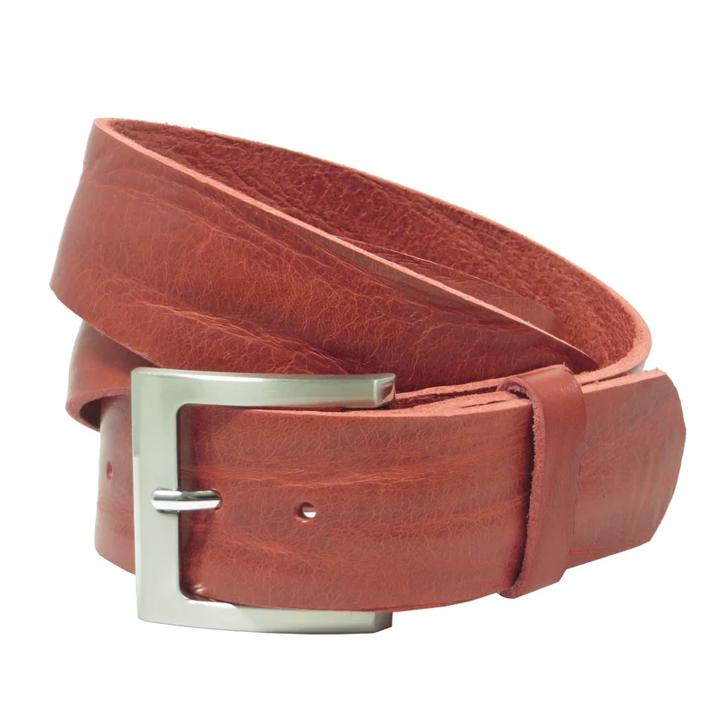Ledergürtel 4 cm breit rot Rindsleder