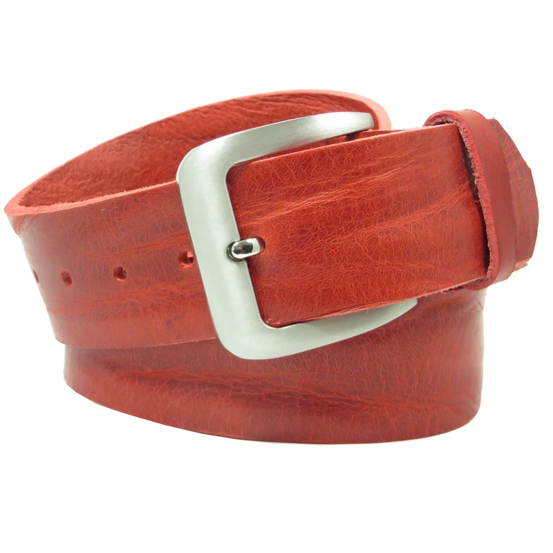 Ledergürtel 4 cm breit rot Rindsleder