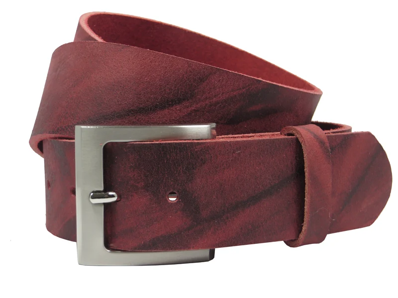 Ledergürtel 4 cm breit rot Büffelleder