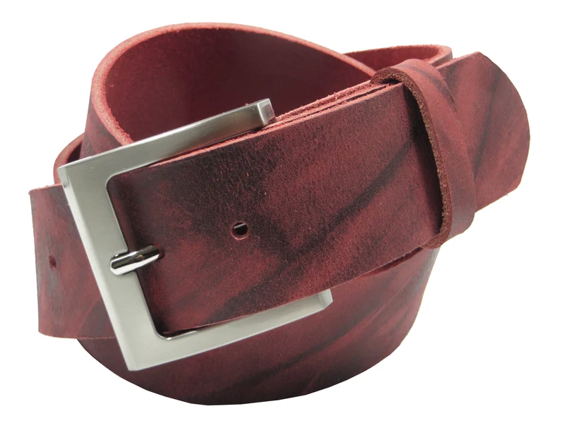 Ledergürtel 4 cm breit rot Büffelleder