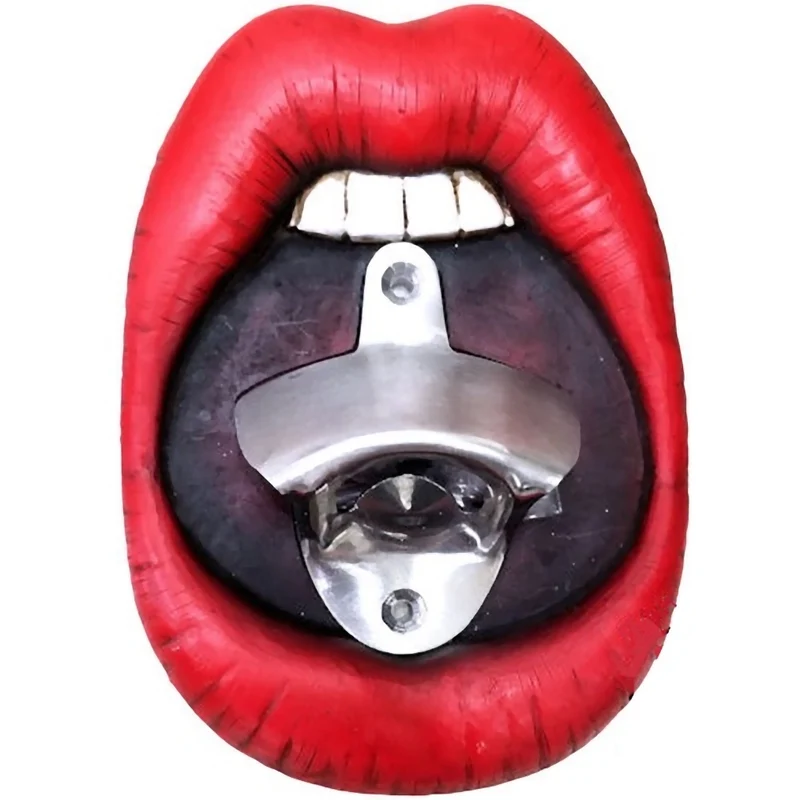 Flaschenöffner, Wandflaschenöffner Roter Mund Lippen