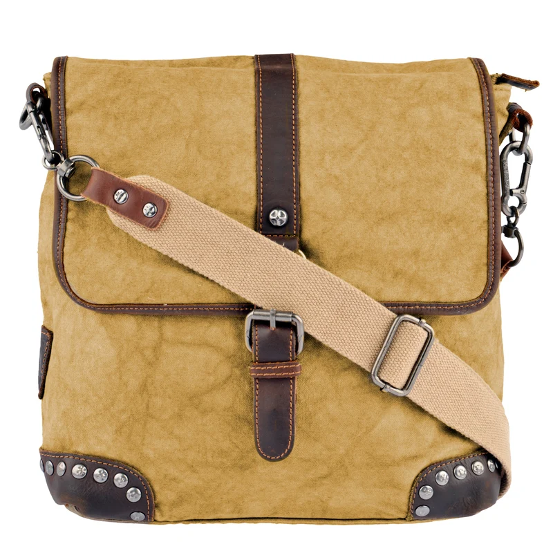 SURI FREY Umhängetasche Canvas Flap in Cognac
