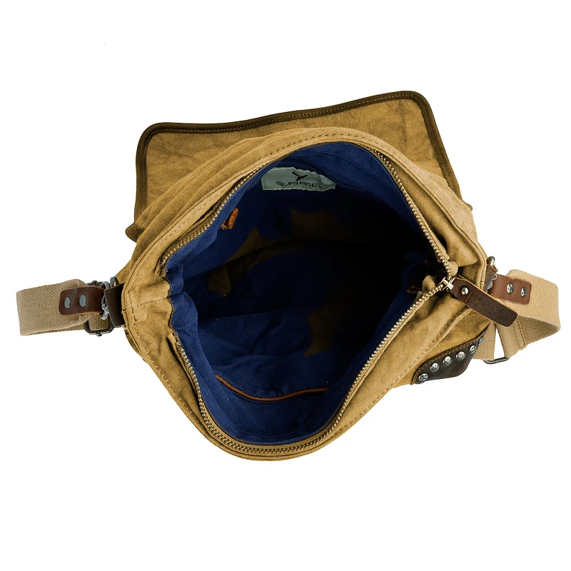SURI FREY Umhängetasche Canvas Flap in Cognac