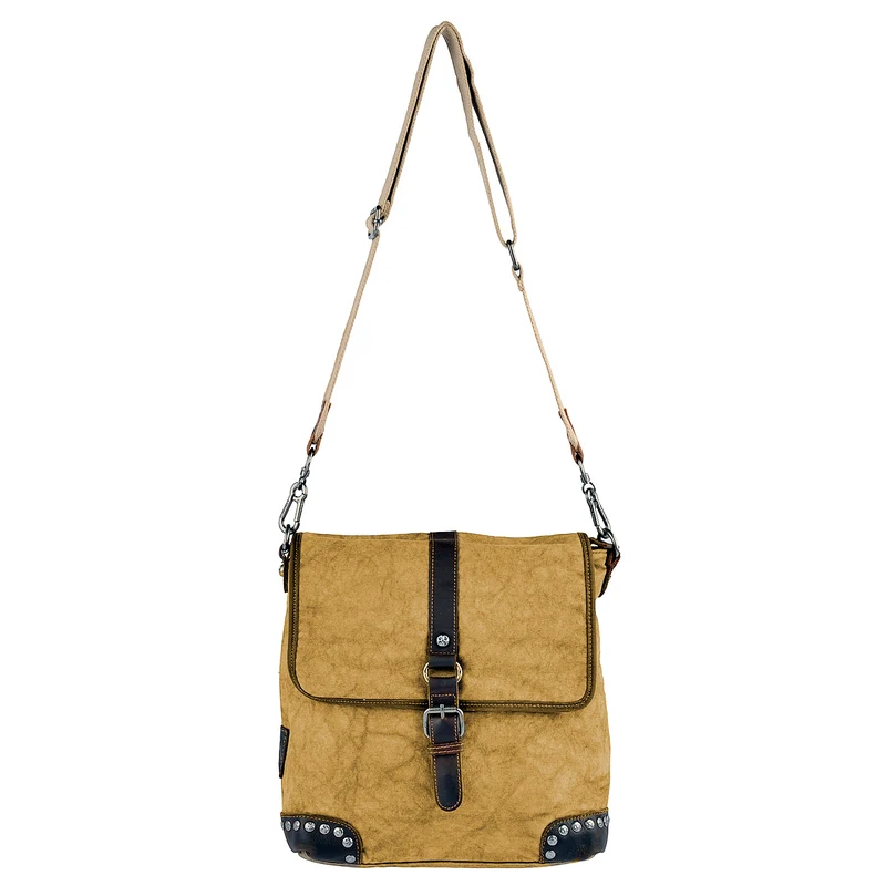 SURI FREY Umhängetasche Canvas Flap in Cognac