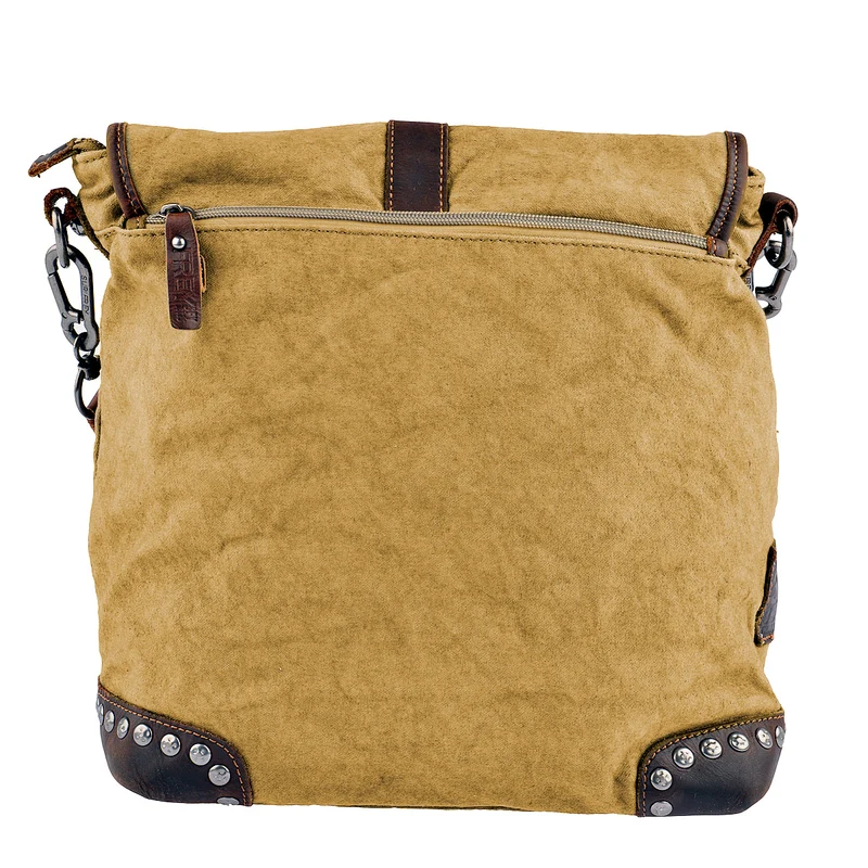 SURI FREY Umhängetasche Canvas Flap in Cognac