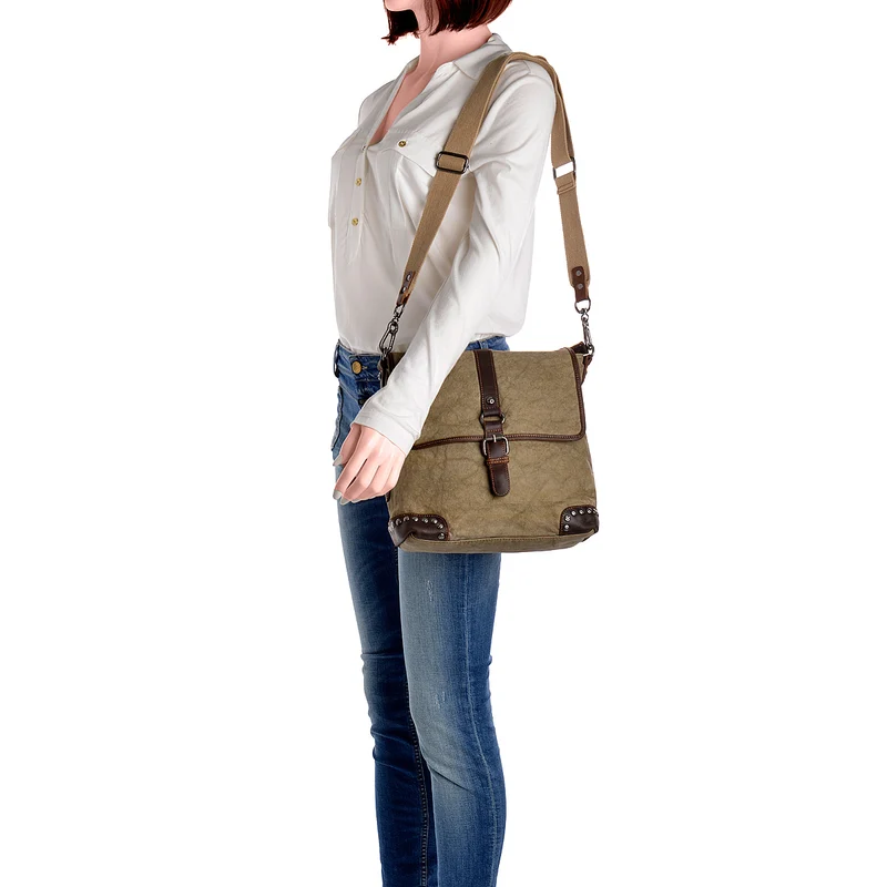 SURI FREY Umhängetasche Canvas Flap in Khaki