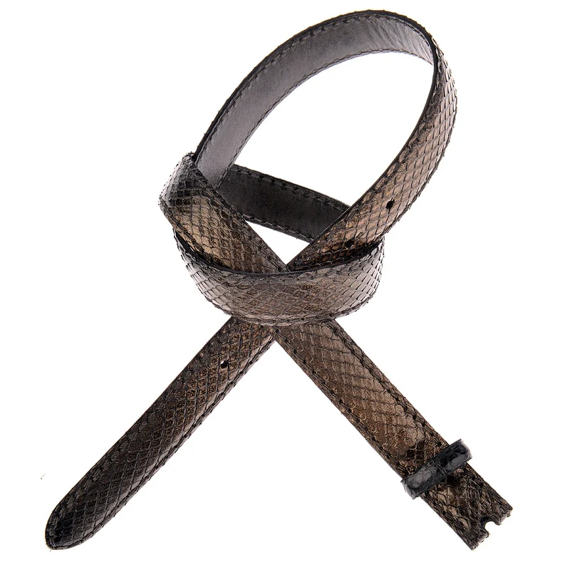 Reptiles House Pythonledergürtel RUM Metal in Schwarz 2,5 cm