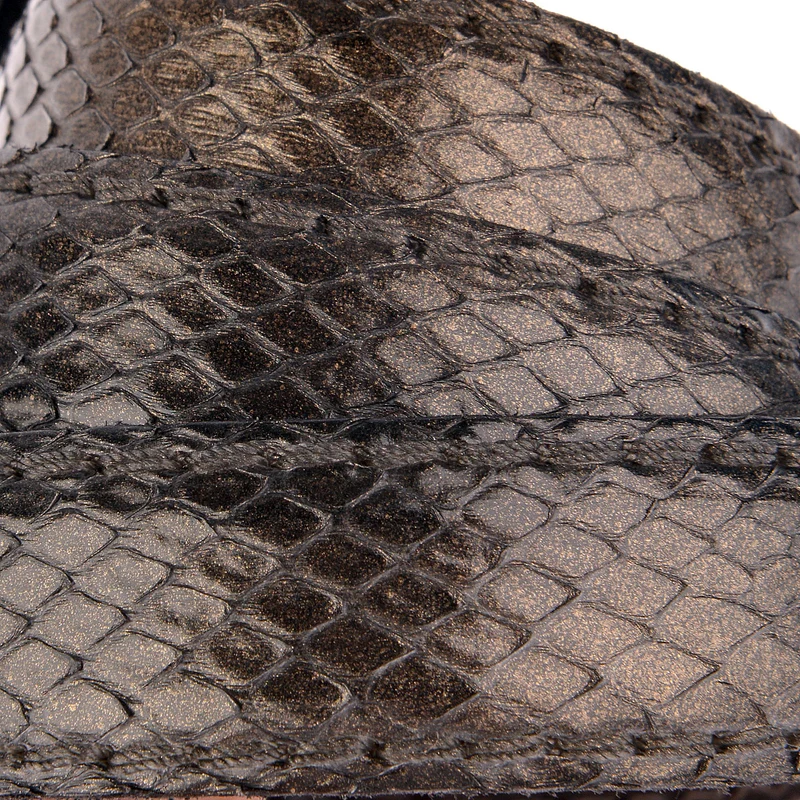 Reptiles House Pythonledergürtel RUM Metal in Schwarz 2,5 cm