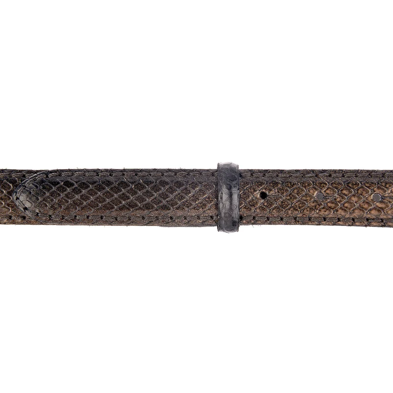 Reptiles House Pythonledergürtel RUM Metal in Schwarz 2,5 cm