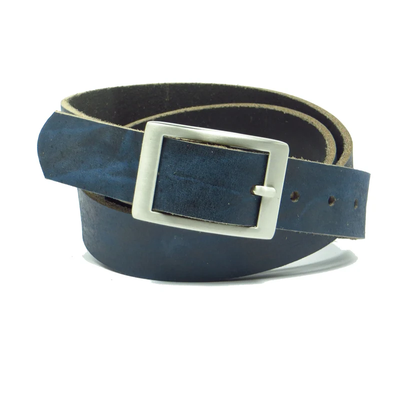 Ledergürtel 3 cm breit blau Büffelleder