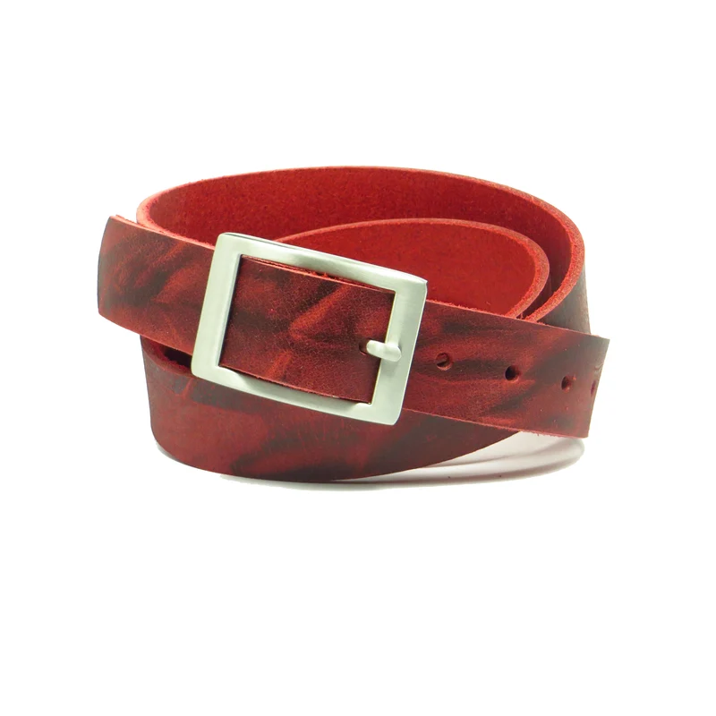 Ledergürtel 3 cm breit rot Büffelleder