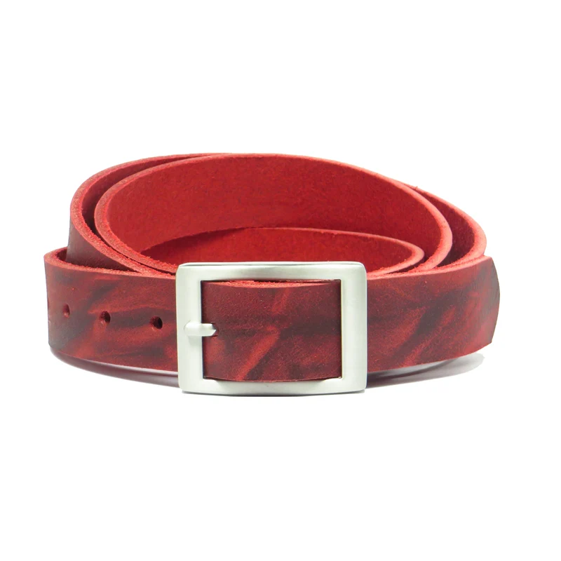 Ledergürtel 3 cm breit rot Büffelleder