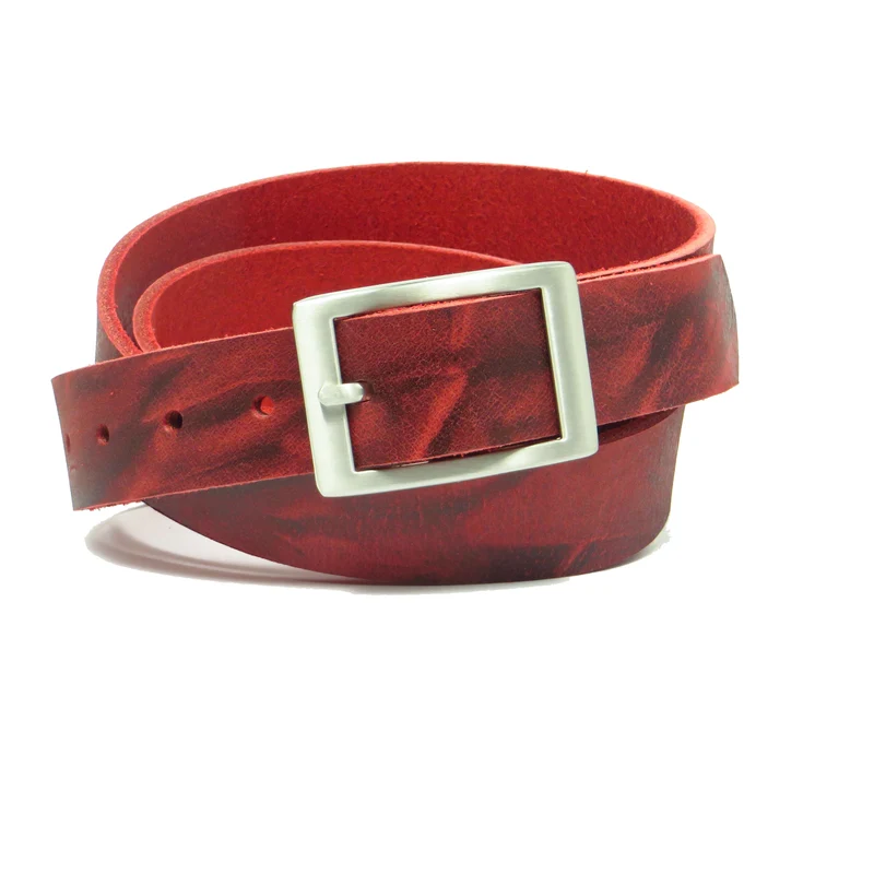 Ledergürtel 3 cm breit rot Büffelleder