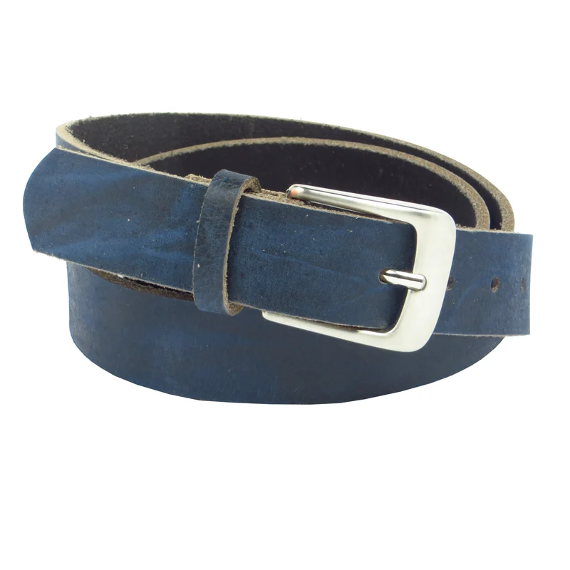Ledergürtel 3 cm breit blau Büffelleder