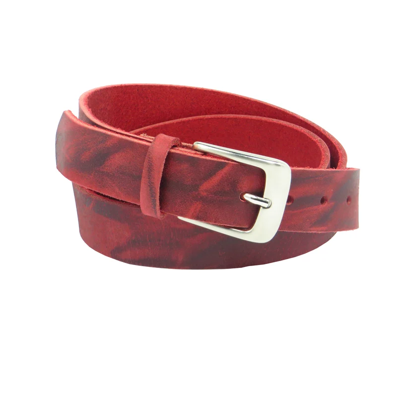 Ledergürtel 3 cm breit rot Büffelleder