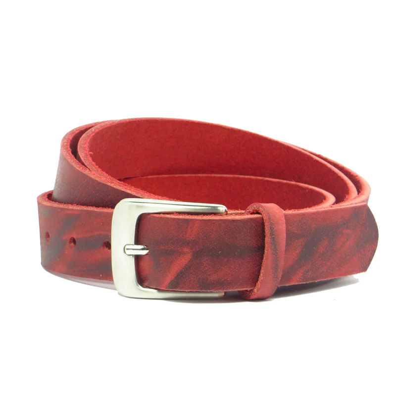 Ledergürtel 3 cm breit rot Büffelleder