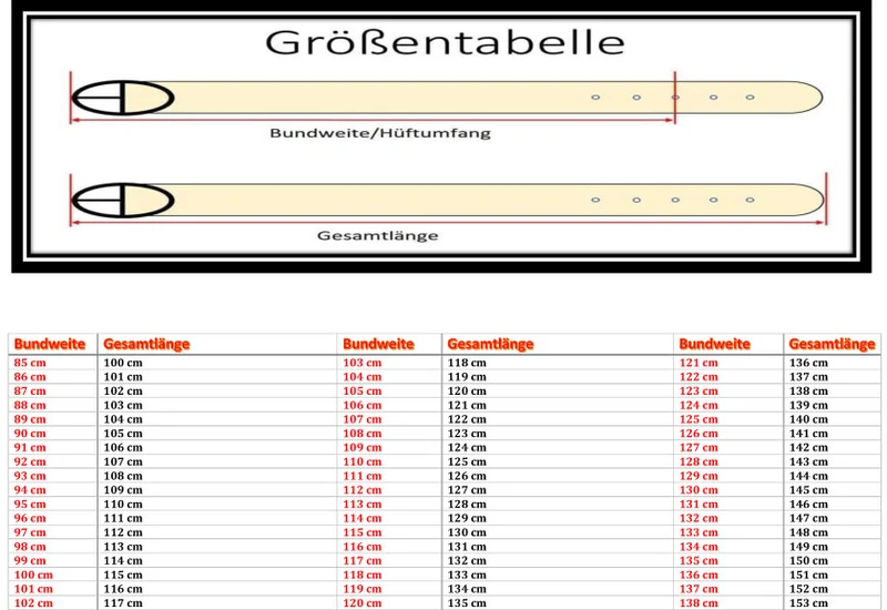 Ledergürtel 3 cm breit rot Büffelleder