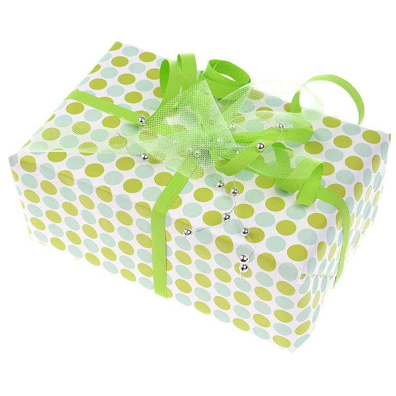 Geschenkverpackung BUNT in Grün/Weiß