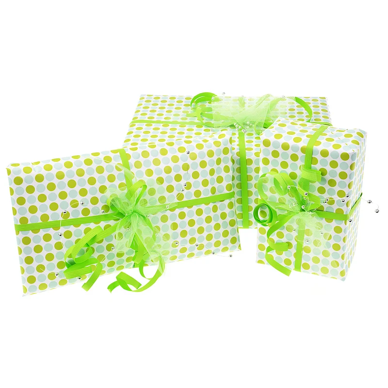 Geschenkverpackung BUNT in Grün/Weiß