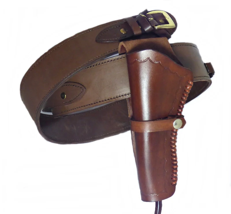 Gürtel + Holster Westernholster mit Patronenschlaufen Rindsleder braun