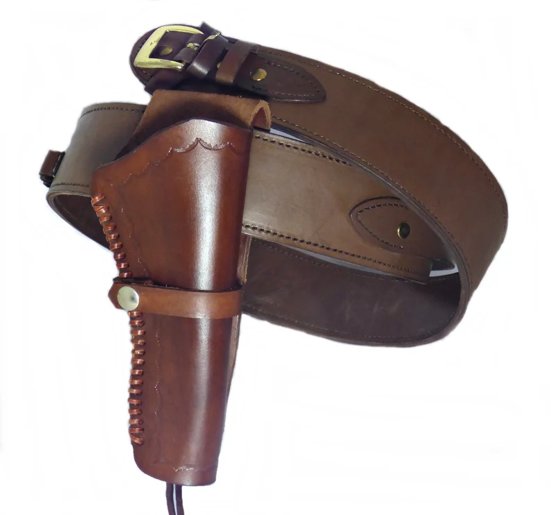 Gürtel + Holster Westernholster mit Patronenschlaufen Rindsleder braun