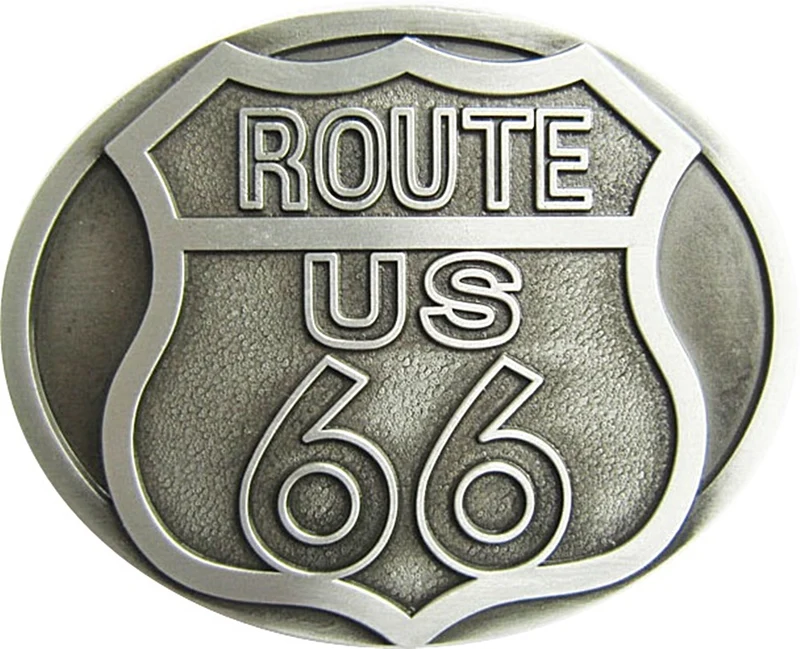 Gürtelschnalle Buckle Gürtelschließe Route 66 Harley für Wechselgürtel silber