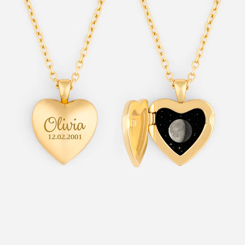 Mondphase - Personalisierte Geschenke Für Frauen | Herzkette Zum Aufklappen