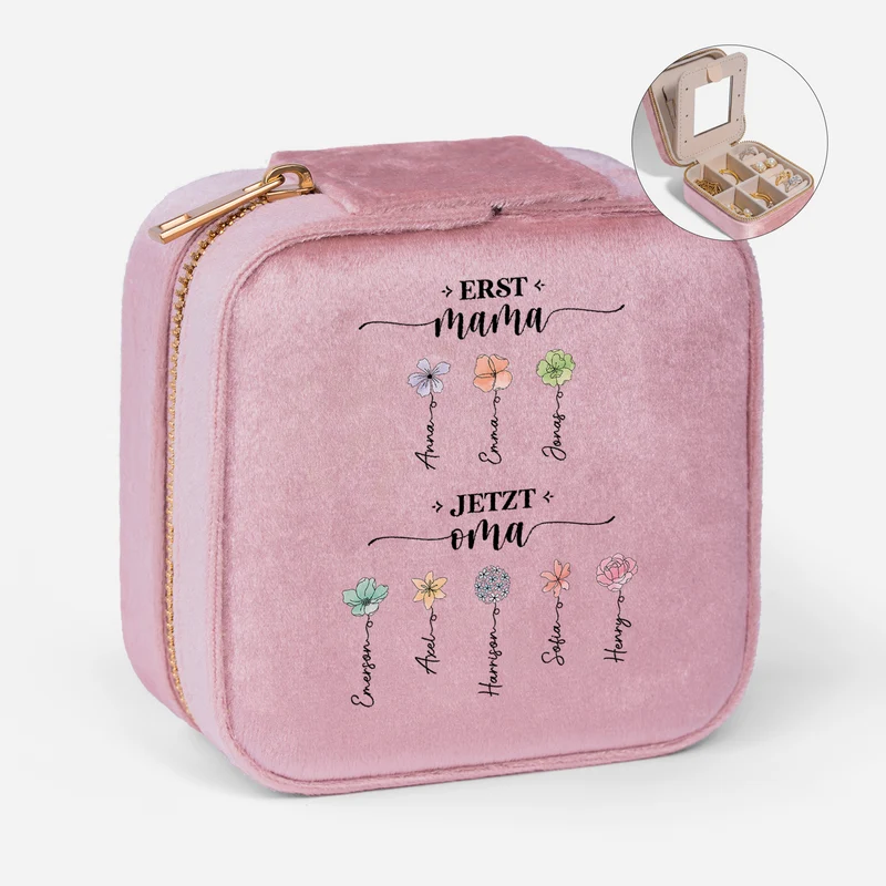 Erst Mama Jetzt Oma - Personalisiertes Geschenk | Schmuckkästchen Samt