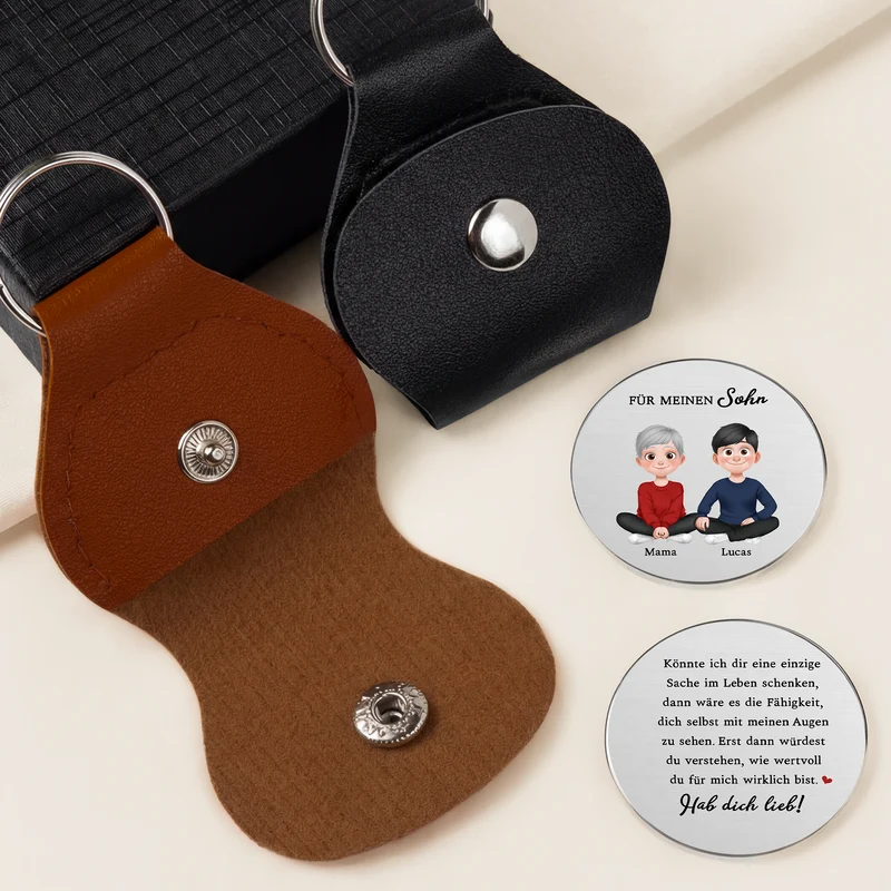 Sieh Dich Mit Meinen Augen Dann Weißt Du Wie Wunderbar Du Bist - Personalisiertes Geschenk | Pocket Hug Schlüsselanhänger Tochter & Sohn