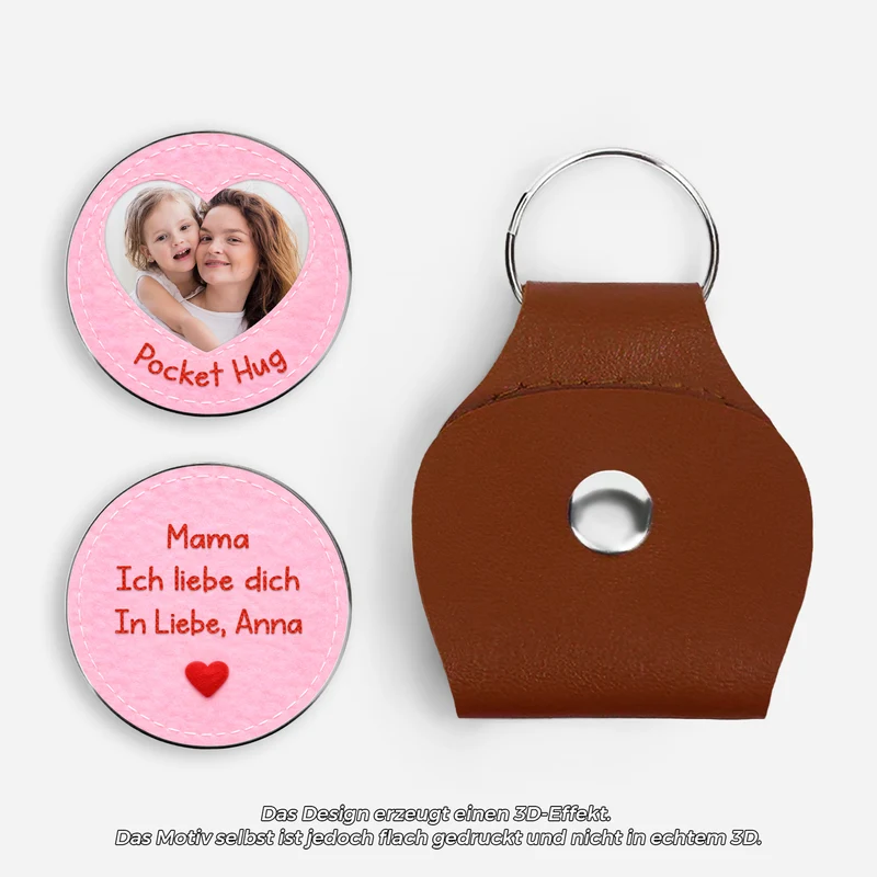 [3D-Optik] Ich Liebe Dich - Personalisierte Geschenke Foto | Pocket Hug Schlüsselanhänger Mama Papa Nähen