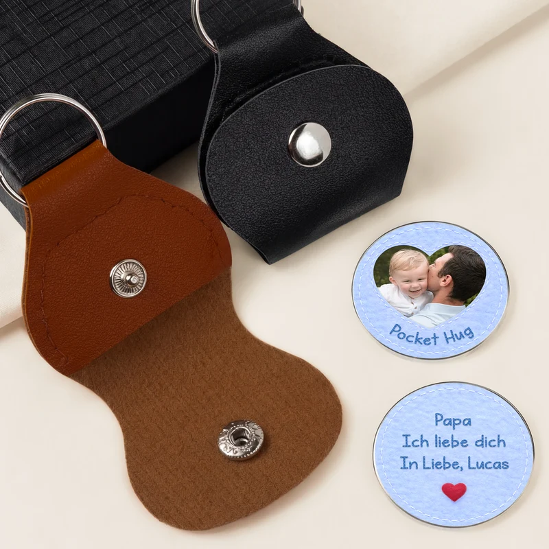 [3D-Optik] Ich Liebe Dich - Personalisierte Geschenke Foto | Pocket Hug Schlüsselanhänger Mama Papa Nähen
