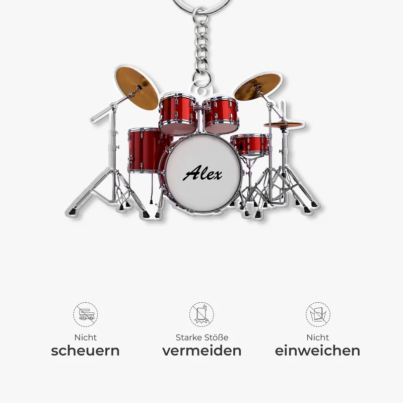 [3D-Optik] Schlagzeug - Personalisiertes Geschenk | Acryl Schlüsselanhänger Männer Frauen