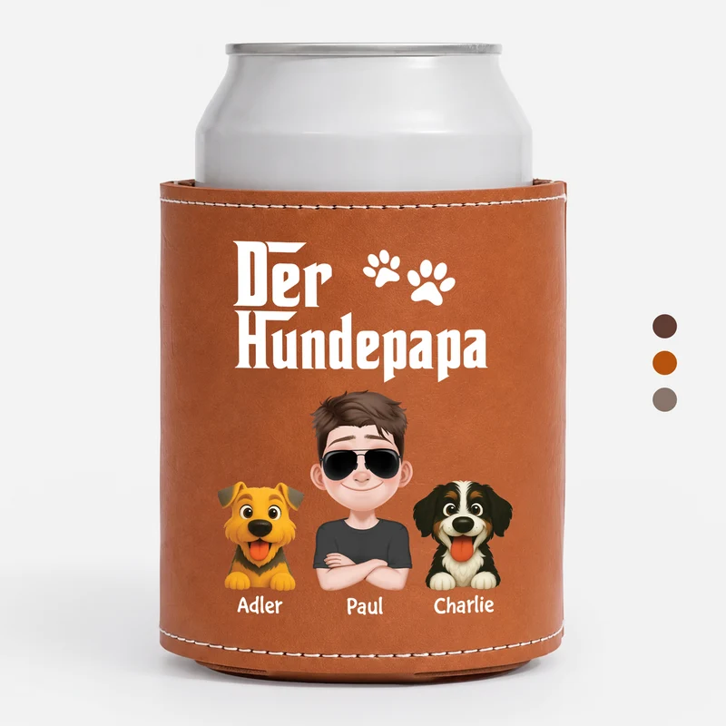 Der Hundepate - Personalisiertes Hunde Geschenk | Leder Dosenkühler