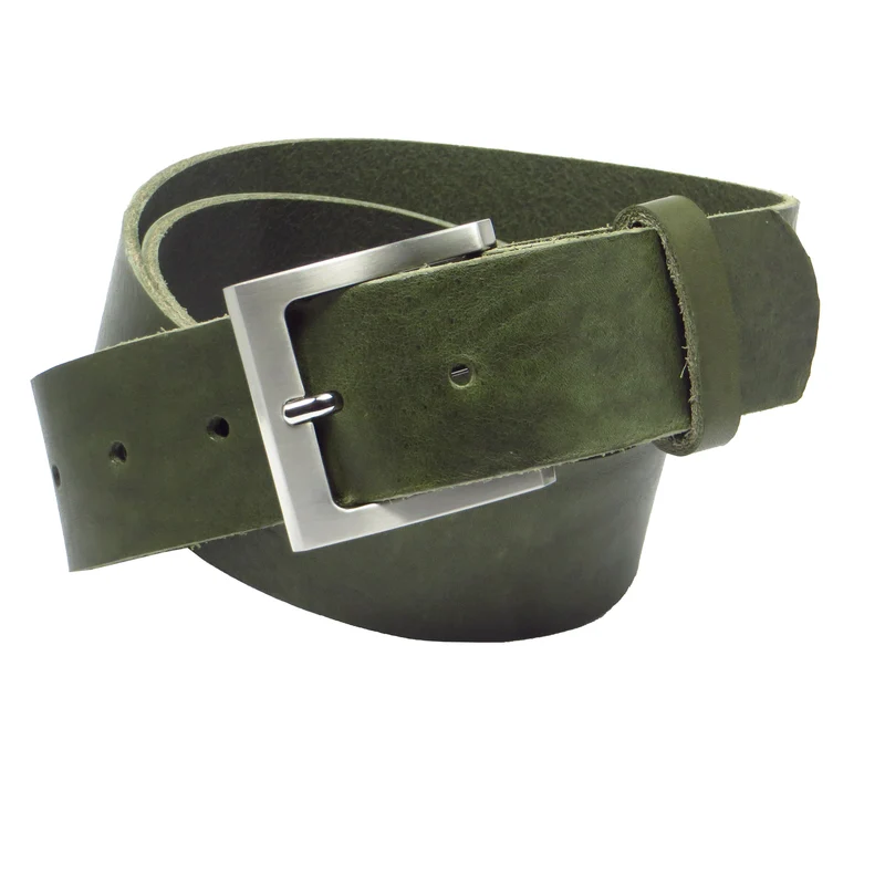 Ledergürtel 4 cm breit grün Rindsleder