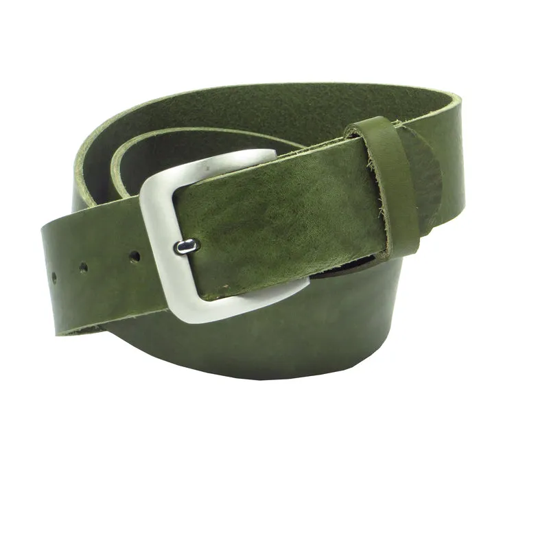 Ledergürtel 4 cm breit grün Rindsleder
