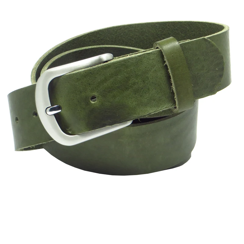 Ledergürtel 4 cm breit grün Rindsleder