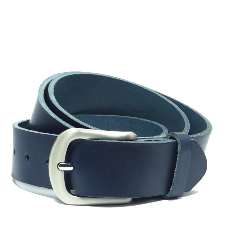 Ledergürtel 4 cm breit dunkelblau Rindsleder
