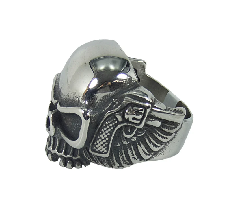 Ring Fingerring Edelstahl Totenkopf Skull Colt Engelsflügel Biker Rocker
