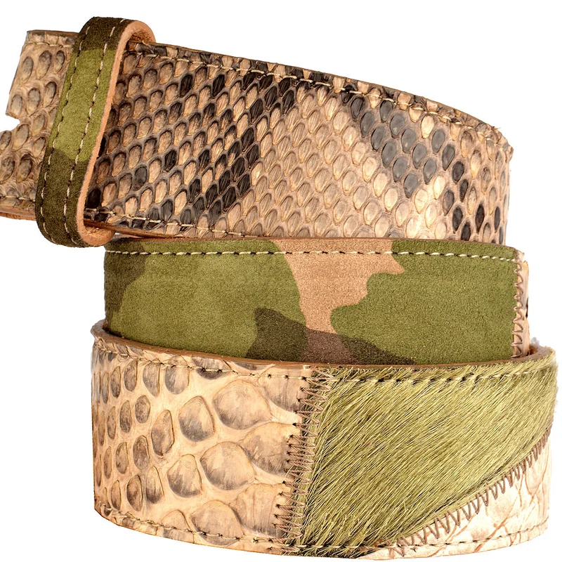 UmjuBELT Gürtel Python-Patchwork Mixed Colours in Khaki