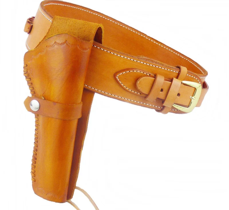 Gürtel + Holster Westernholster mit Patronenschlaufen Rindsleder hellbraun