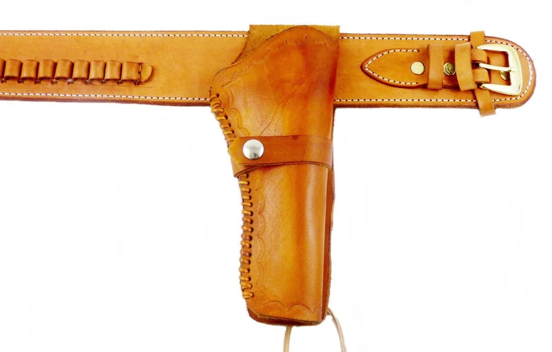 Gürtel + Holster Westernholster mit Patronenschlaufen Rindsleder hellbraun