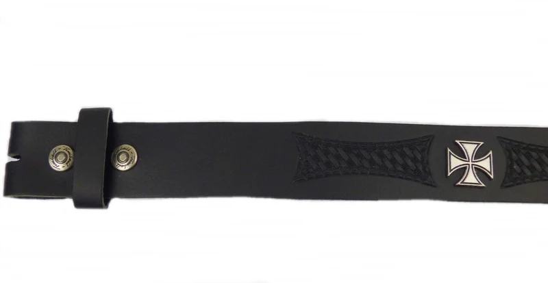 Gürtel Wechselgürtel Echt Leder schwarz o. braun punziert Eisernes Kreuz 70 -140