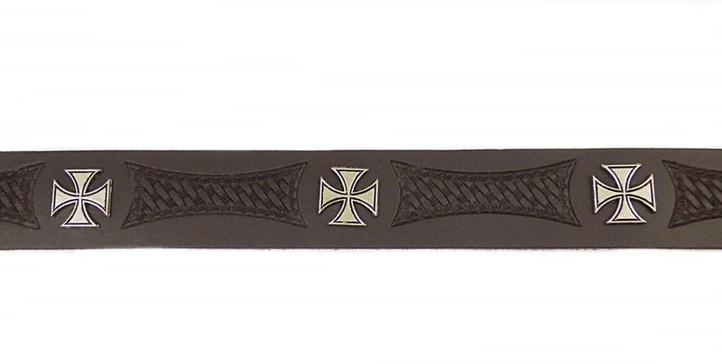 Gürtel Wechselgürtel Echt Leder schwarz o. braun punziert Eisernes Kreuz 70 -140