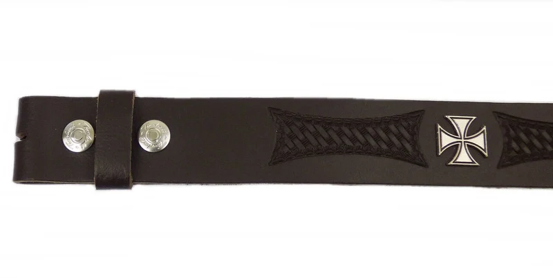 Gürtel Wechselgürtel Echt Leder schwarz o. braun punziert Eisernes Kreuz 70 -140